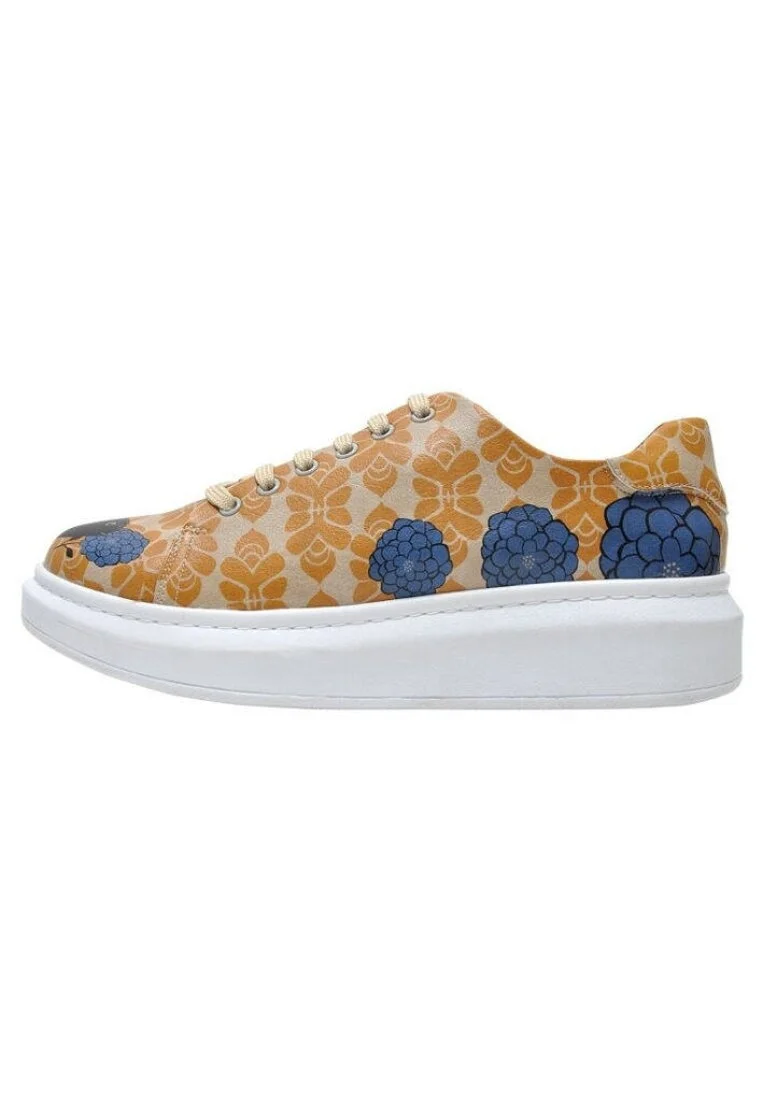 Kadın Vegan Deri Sarı Sneakers - Blue Tasarım