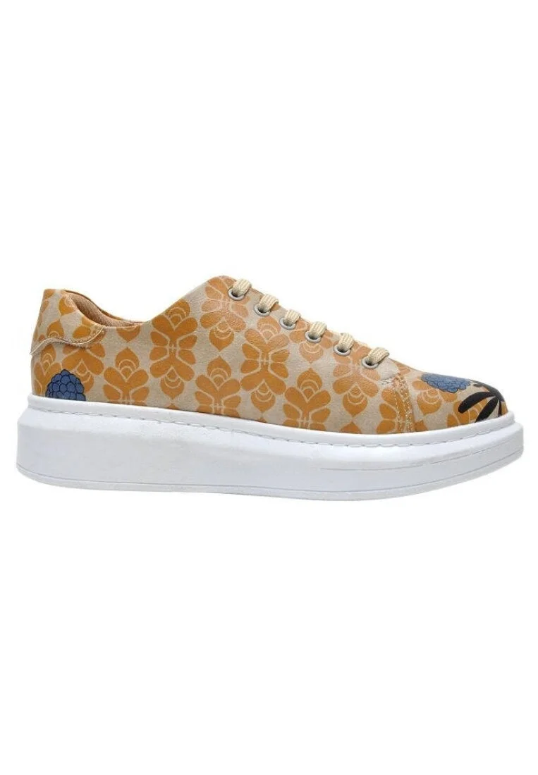 Kadın Vegan Deri Sarı Sneakers - Blue Tasarım