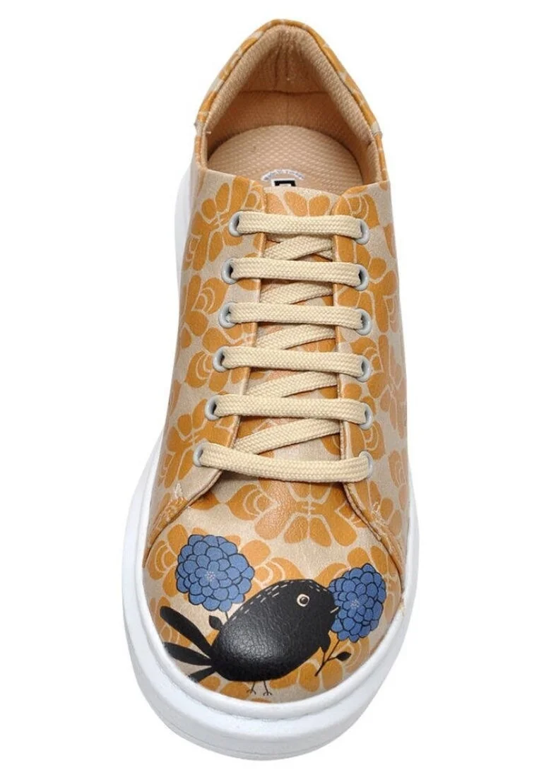 Kadın Vegan Deri Sarı Sneakers - Blue Tasarım