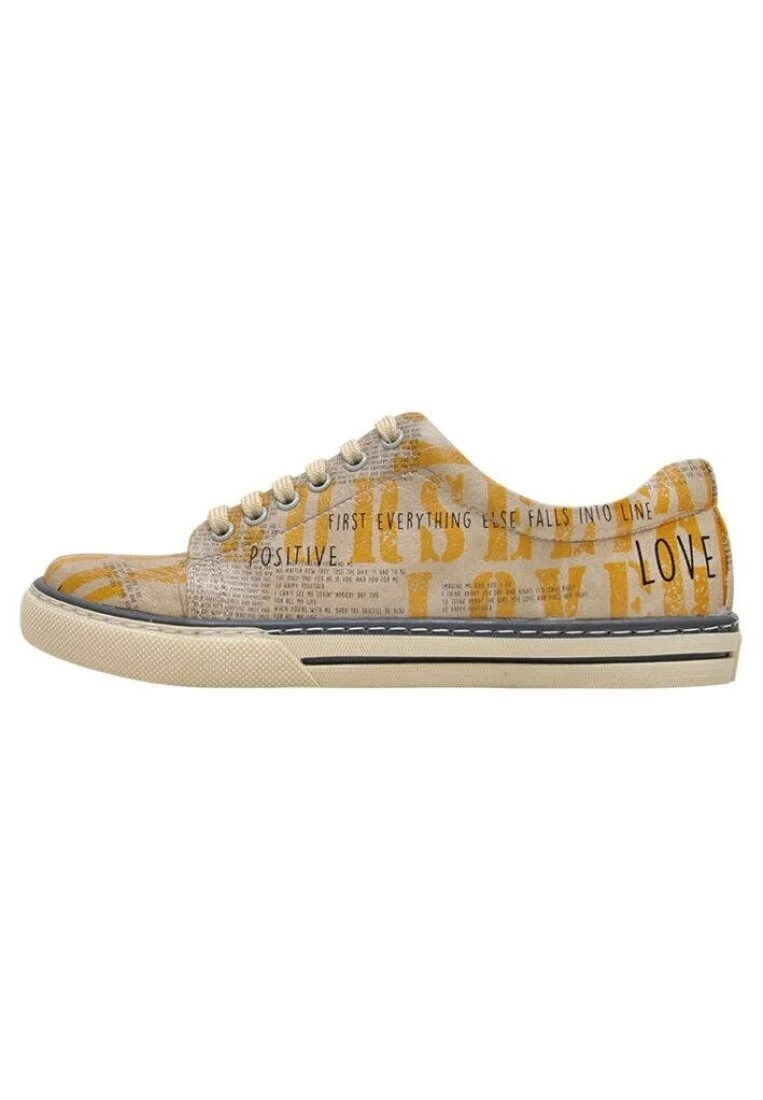 Kadın Vegan Deri Sarı Sneakers - Love Yourself Tasarım