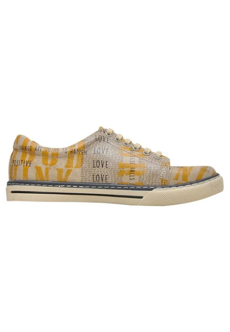 Kadın Vegan Deri Sarı Sneakers - Love Yourself Tasarım