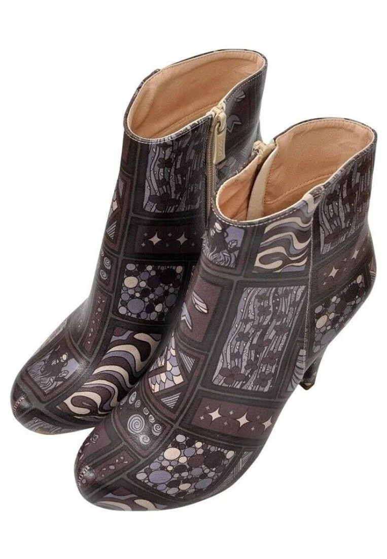Kadın Vegan Deri Siyah Bootie - Purple vibes Tasarım