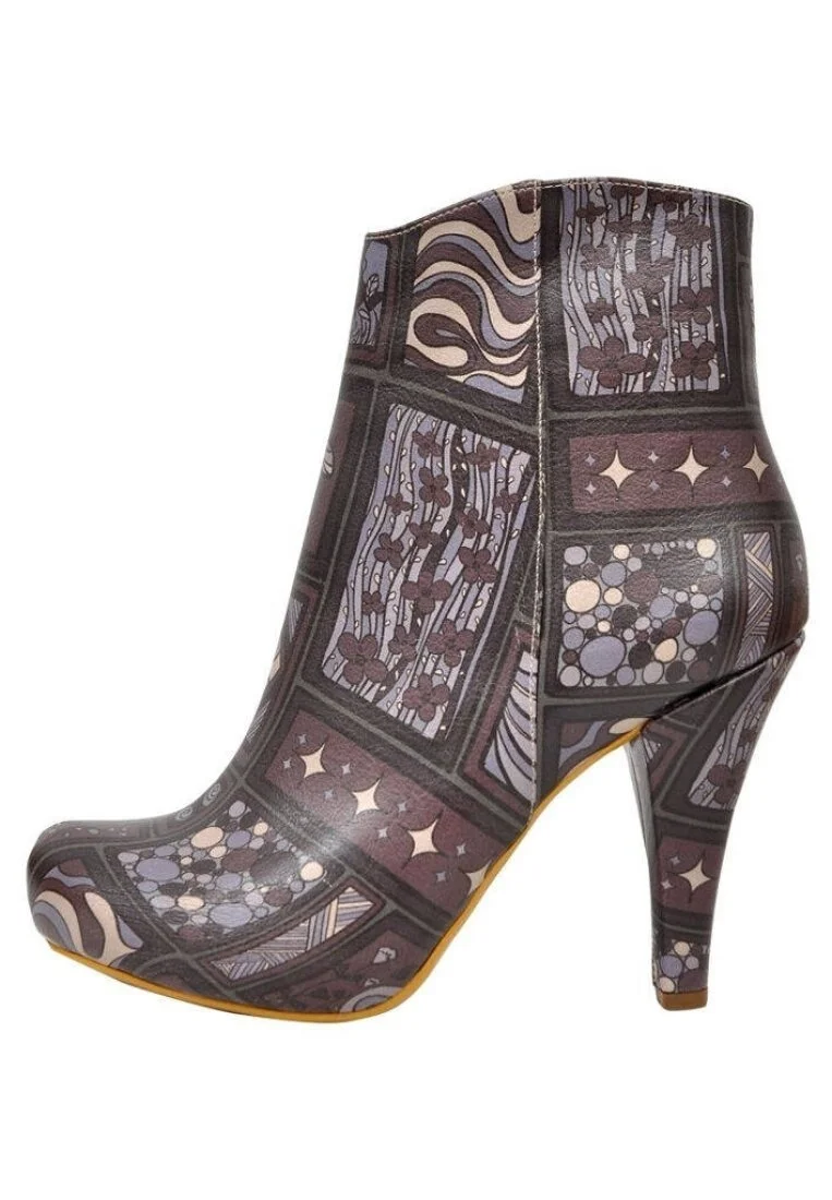 Kadın Vegan Deri Siyah Bootie - Purple vibes Tasarım