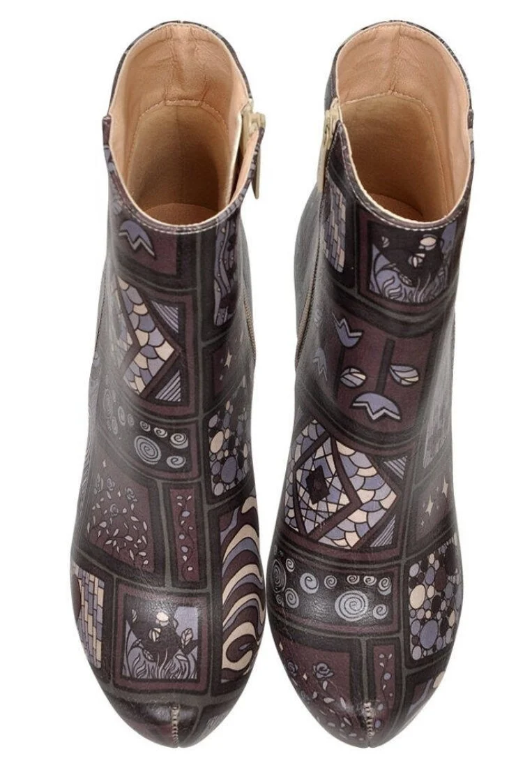 Kadın Vegan Deri Siyah Bootie - Purple vibes Tasarım