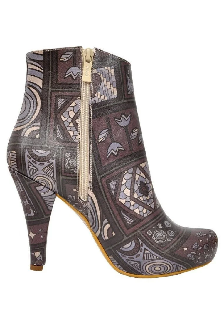 Kadın Vegan Deri Siyah Bootie - Purple vibes Tasarım