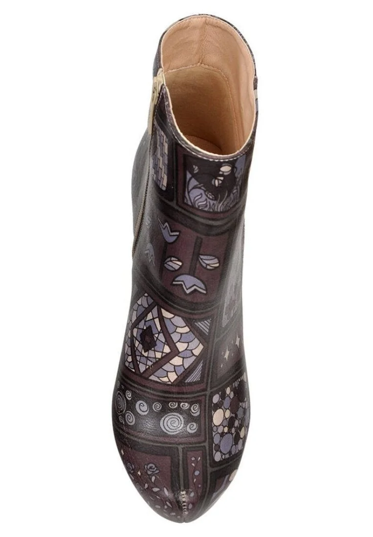 Kadın Vegan Deri Siyah Bootie - Purple vibes Tasarım