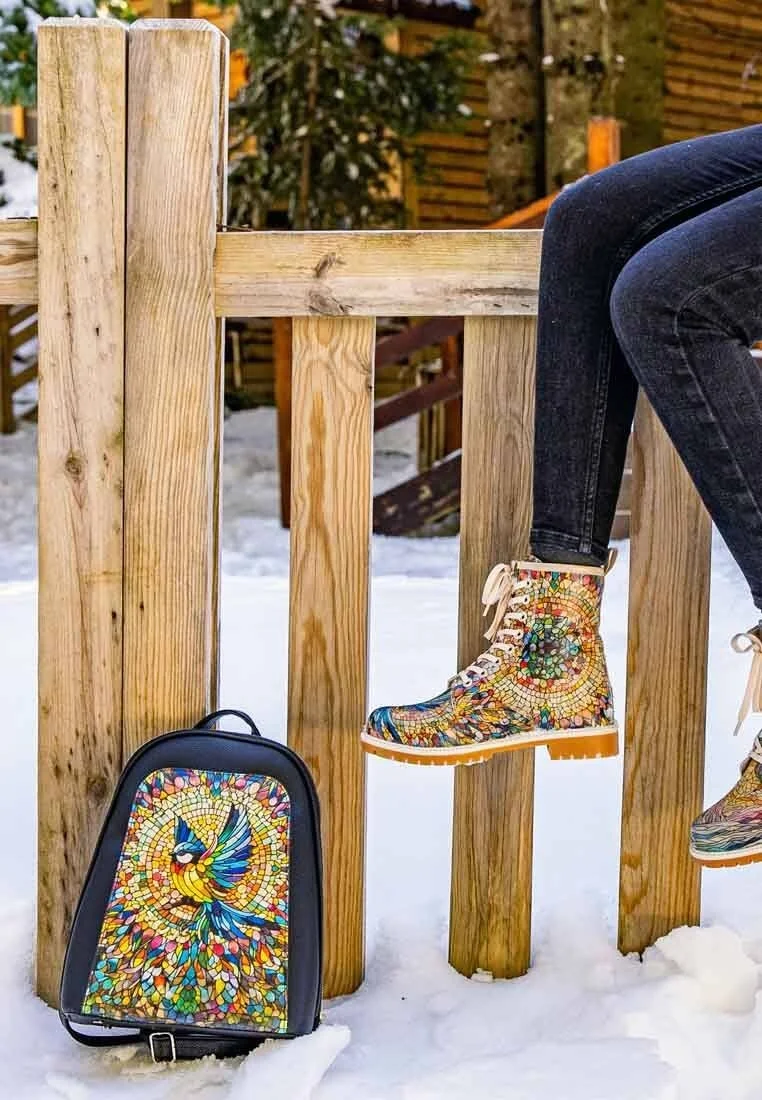Kadın Vegan Deri Siyah Sırt Çantası - Mosaical Tasarım