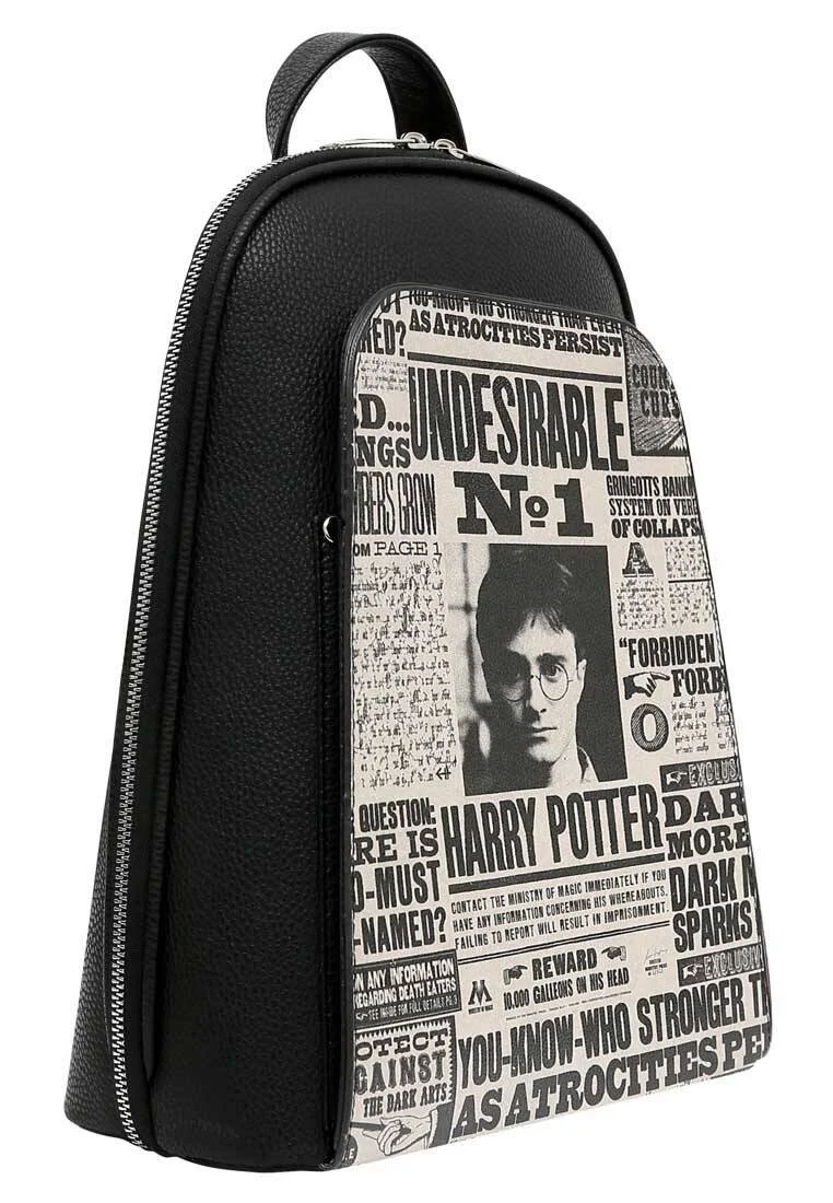Kadın Vegan Deri Siyah Sırt Çantası - Warner Bros Daily Prophet Harry Potter Tasarım