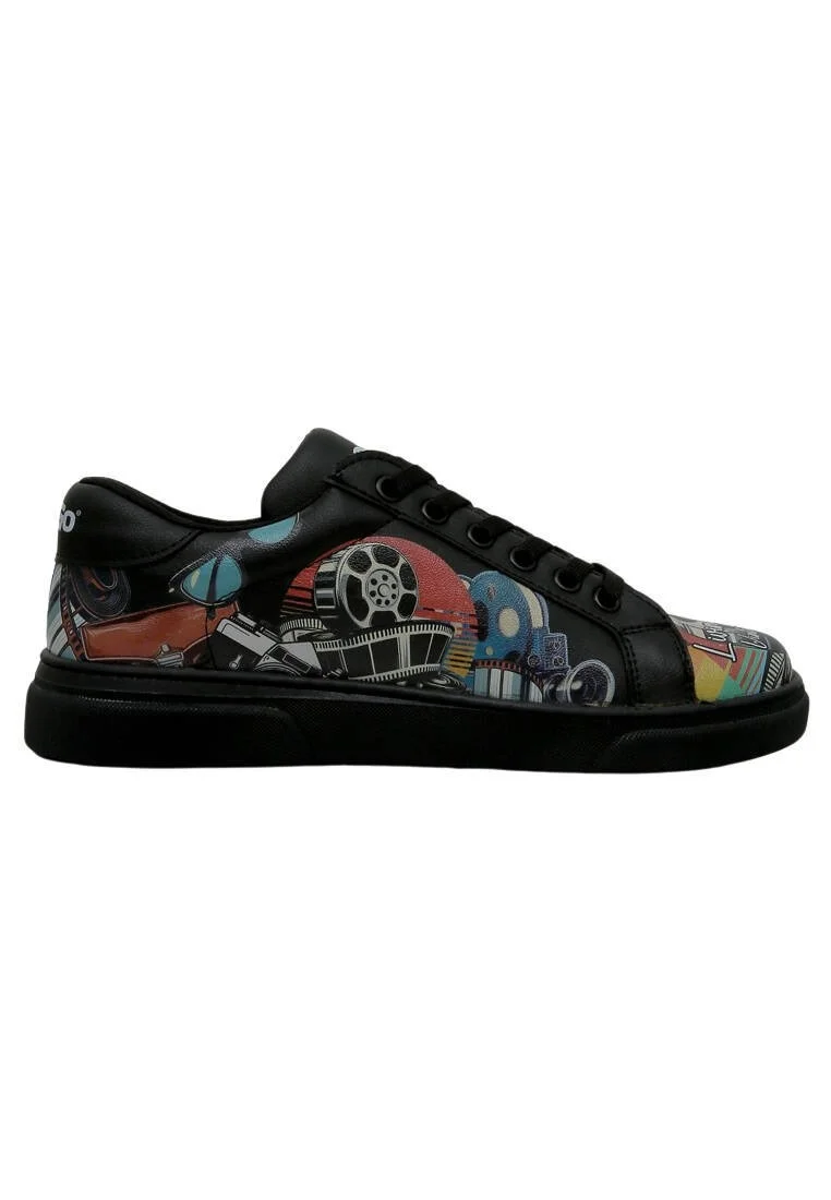 Kadın Vegan Deri Siyah Sneakers - Living in a Vintage Dream Tasarım