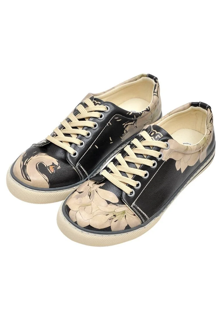 Kadın Vegan Deri Siyah Sneakers - Jasmine and Swan Tasarım