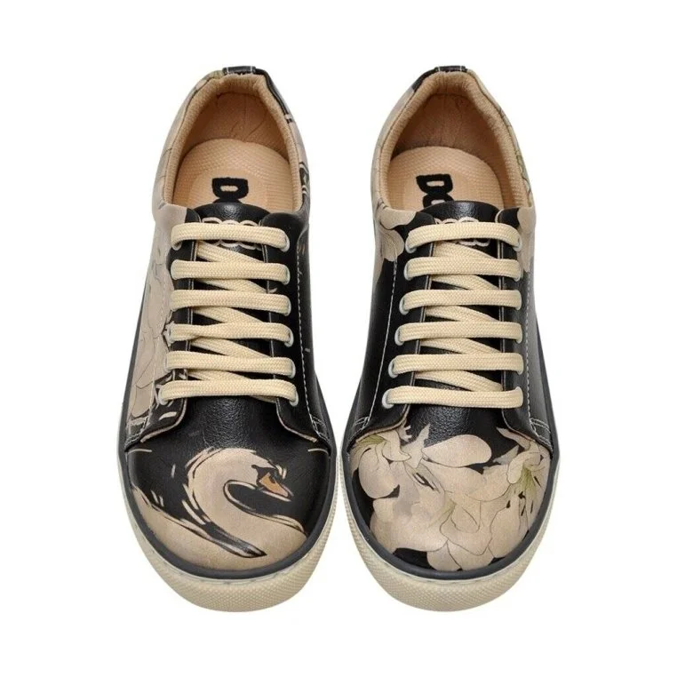 Kadın Vegan Deri Siyah Sneakers - Jasmine and Swan Tasarım