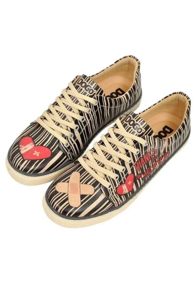 Kadın Vegan Deri Siyah Sneakers - Thanks For The Memories Tasarım
