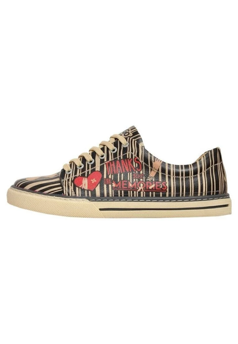 Kadın Vegan Deri Siyah Sneakers - Thanks For The Memories Tasarım