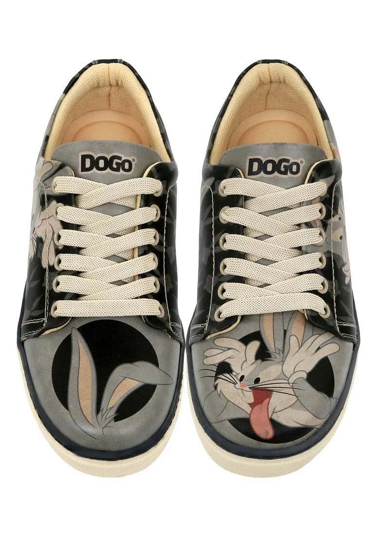 Kadın Vegan Deri Siyah Sneakers - Warner Bros Bugs Bunny Playful Bugs Tasarım