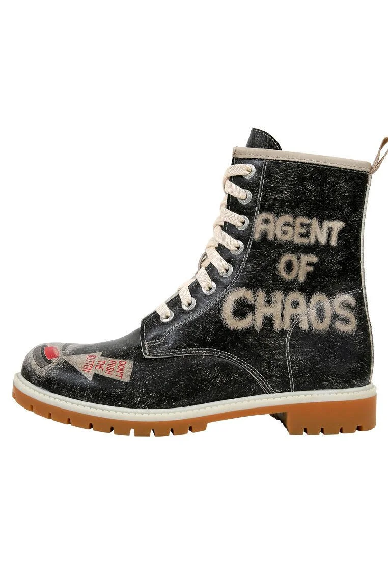 Kadın Vegan Deri Siyah Uzun Bot - Agent of Chaos Tasarım
