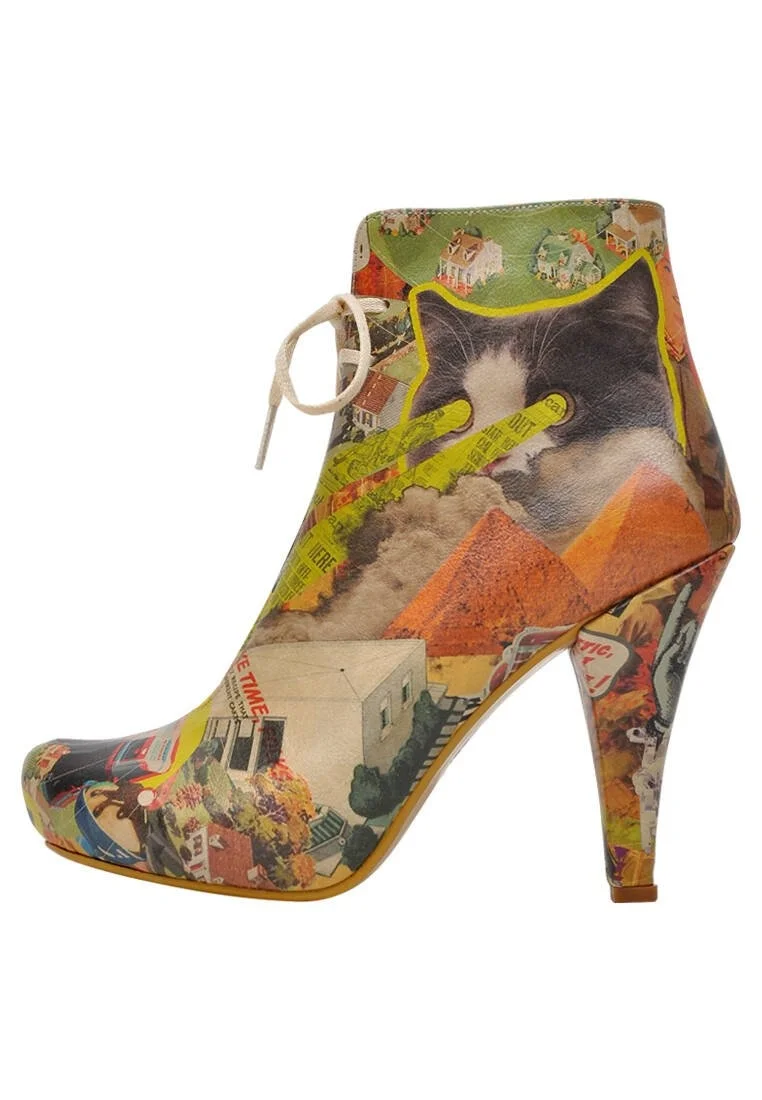 Kadın Vegan Deri Çok Renkli Topuklu Bootie - Collage Tasarım