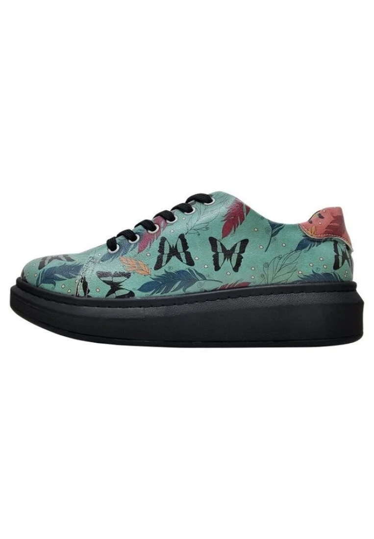 Kadın Vegan Deri Turkuaz Sneakers - Be Free Tasarım