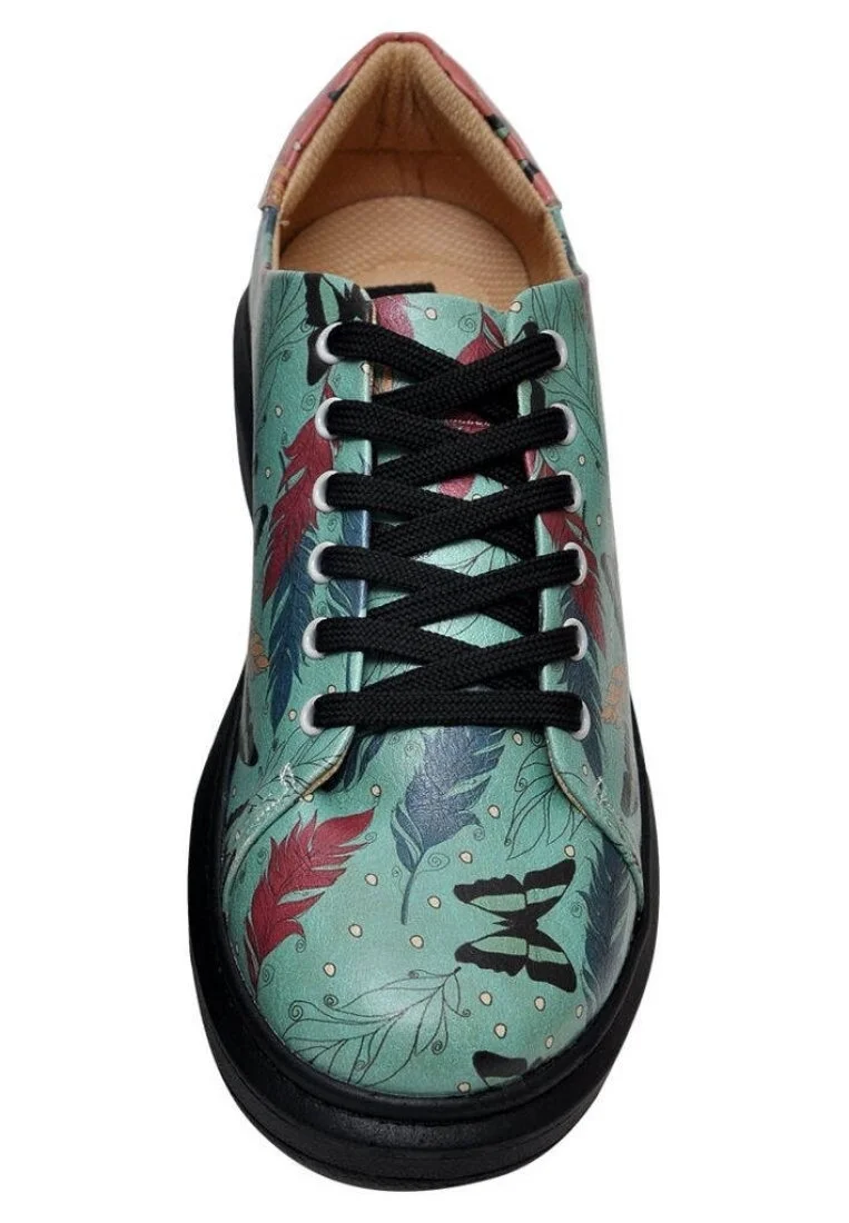 Kadın Vegan Deri Turkuaz Sneakers - Be Free Tasarım
