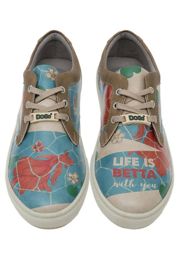 Kadın Vegan Deri Turkuaz Sneakers - Life is Betta with You Tasarım