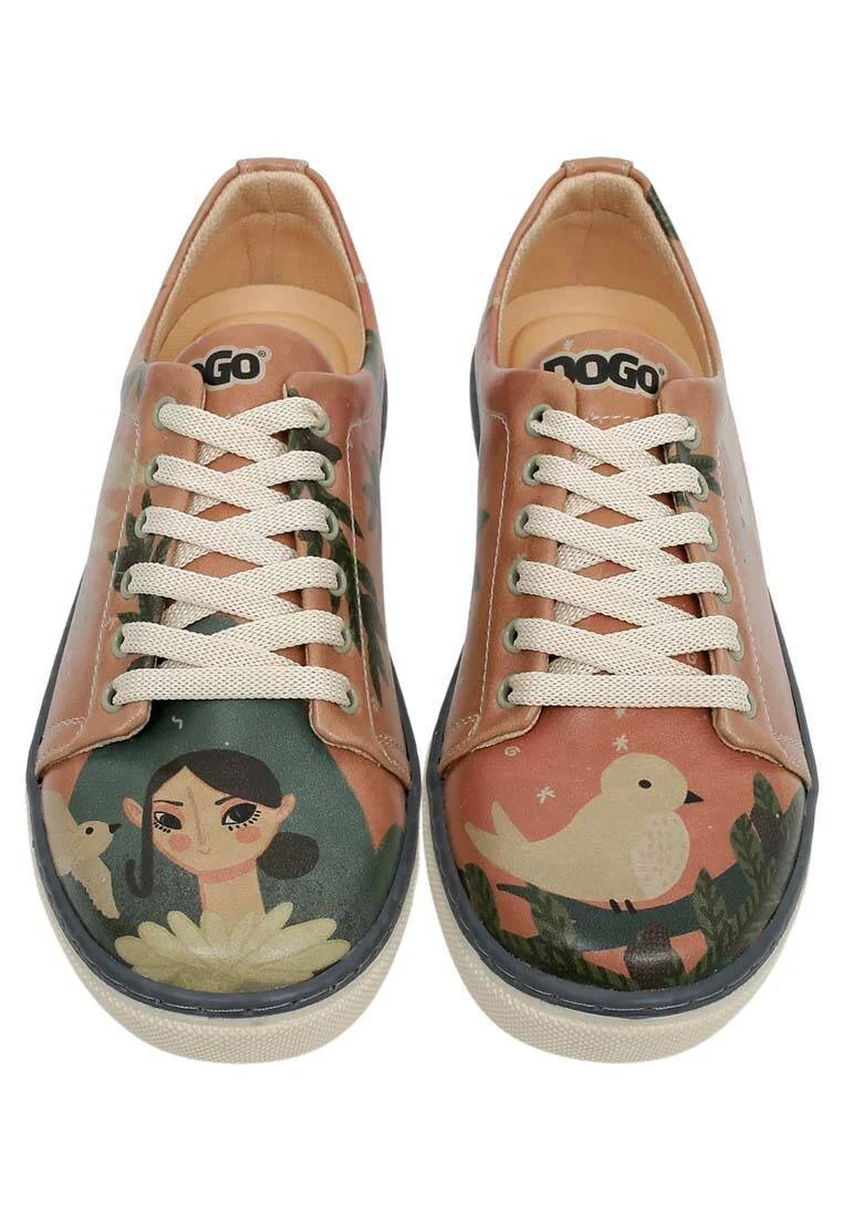Kadın Vegan Deri Turuncu Sneakers - Free your mind Tasarım