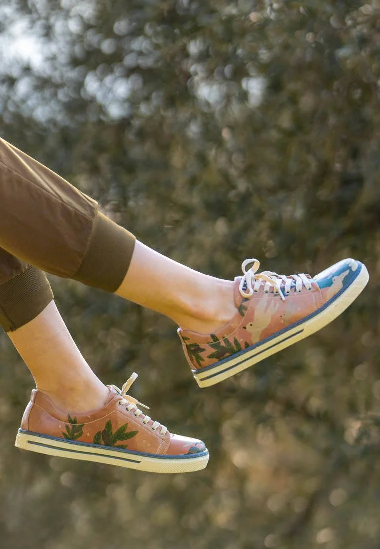 Kadın Vegan Deri Turuncu Sneakers - Free your mind Tasarım