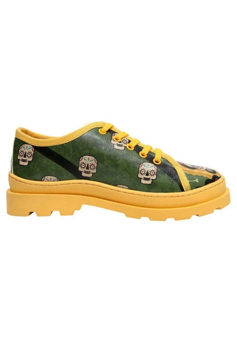 Kadın Vegan Deri Yeşil Sneakers - Sugar Skull Tasarım