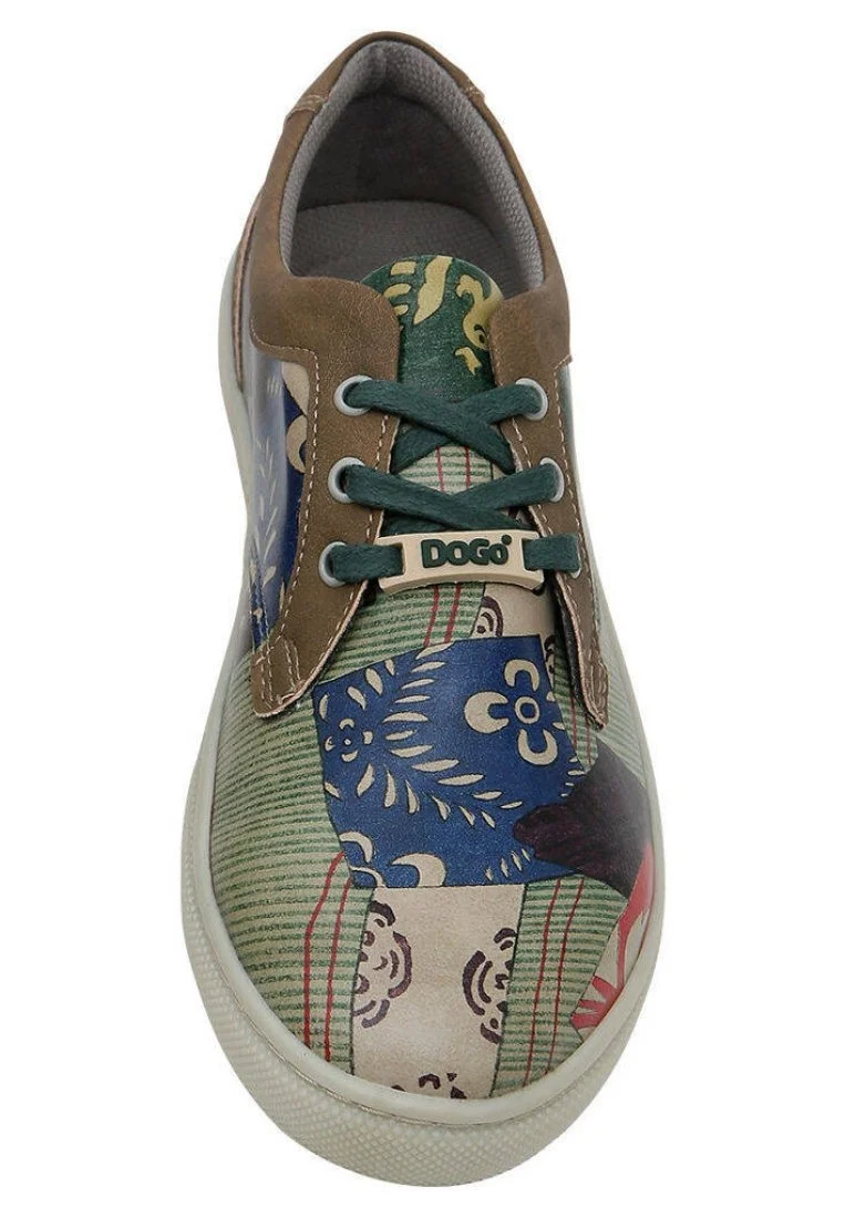 Kadın Vegan Deri Yeşil Sneakers - Patchwork Tasarım