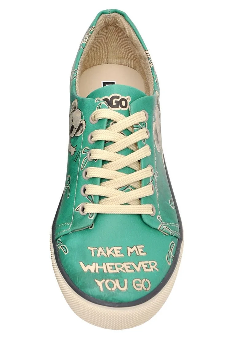 Kadın Vegan Deri Yeşil Sneakers - Koala Hug Tasarım