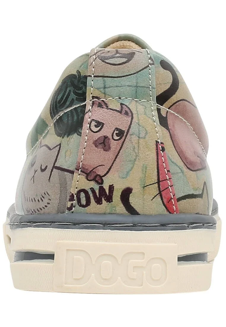 Kadın Vegan Deri Yeşil Sneakers - Cats of the World Tasarım