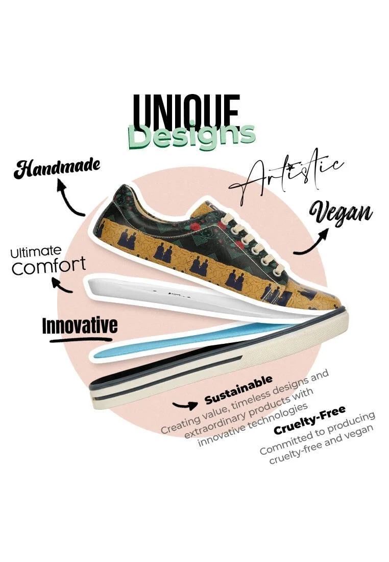 Kadın Vegan Deri Yeşil Sneakers - Frida’s World Frida KahloTasarım