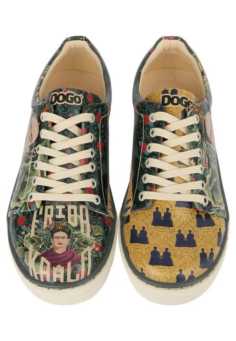 Kadın Vegan Deri Yeşil Sneakers - Frida’s World Frida KahloTasarım