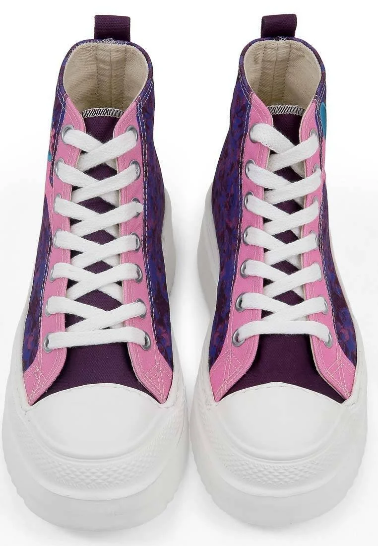 Kadın Vegan Çok Renkli Kalın Taban High Sneakers - Lady Fluff Tasarım