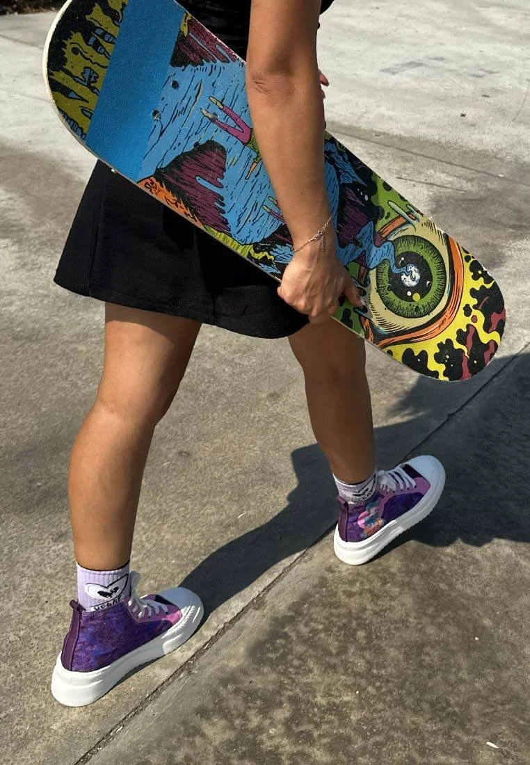 Kadın Vegan Çok Renkli Kalın Taban High Sneakers - Lady Fluff Tasarım