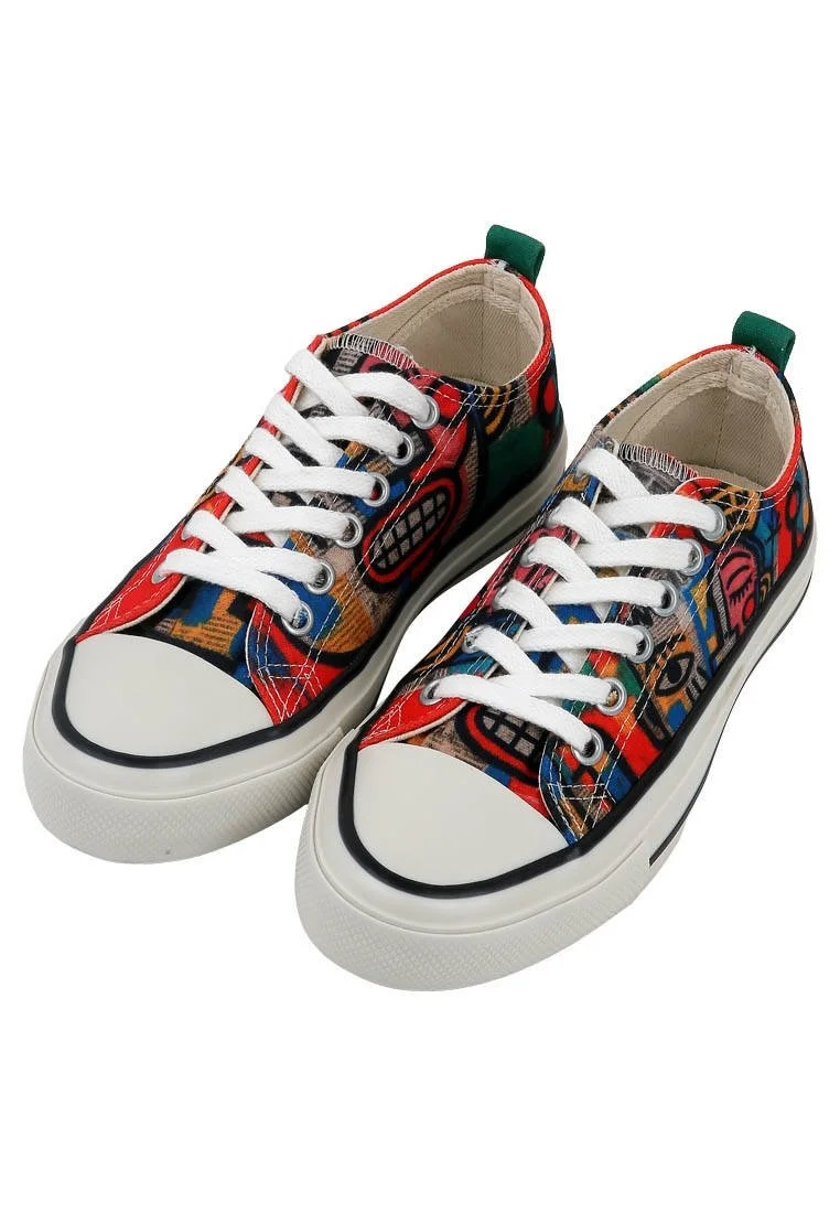 Kadın Vegan Kırmızı Sneakers - Mad Face Tasarım