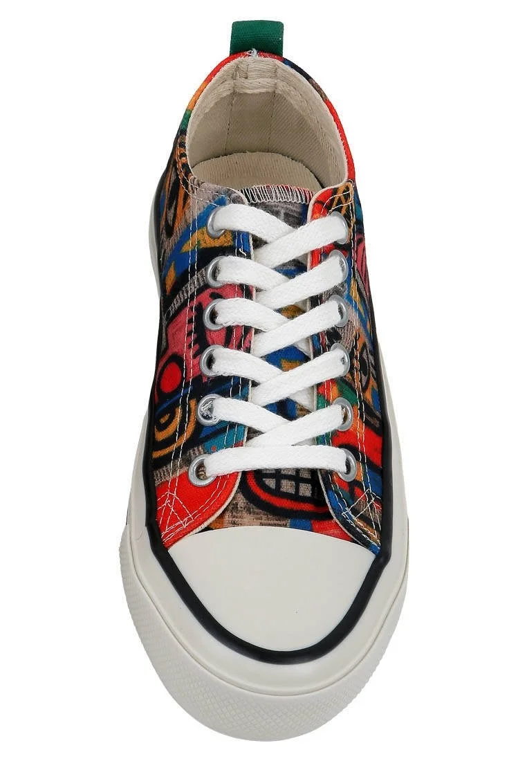 Kadın Vegan Kırmızı Sneakers - Mad Face Tasarım