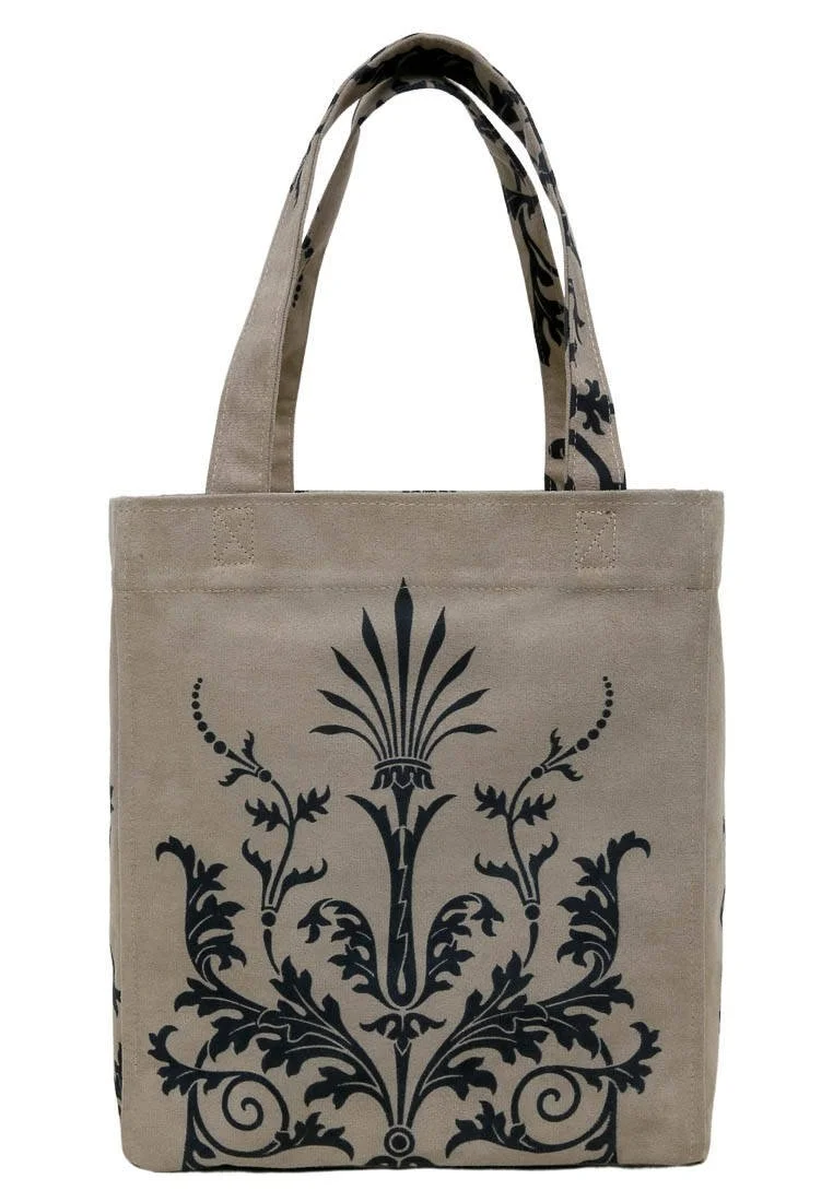 Kadın Vegan Krem Large Tote Bag - Renaissance Pattern Tasarım