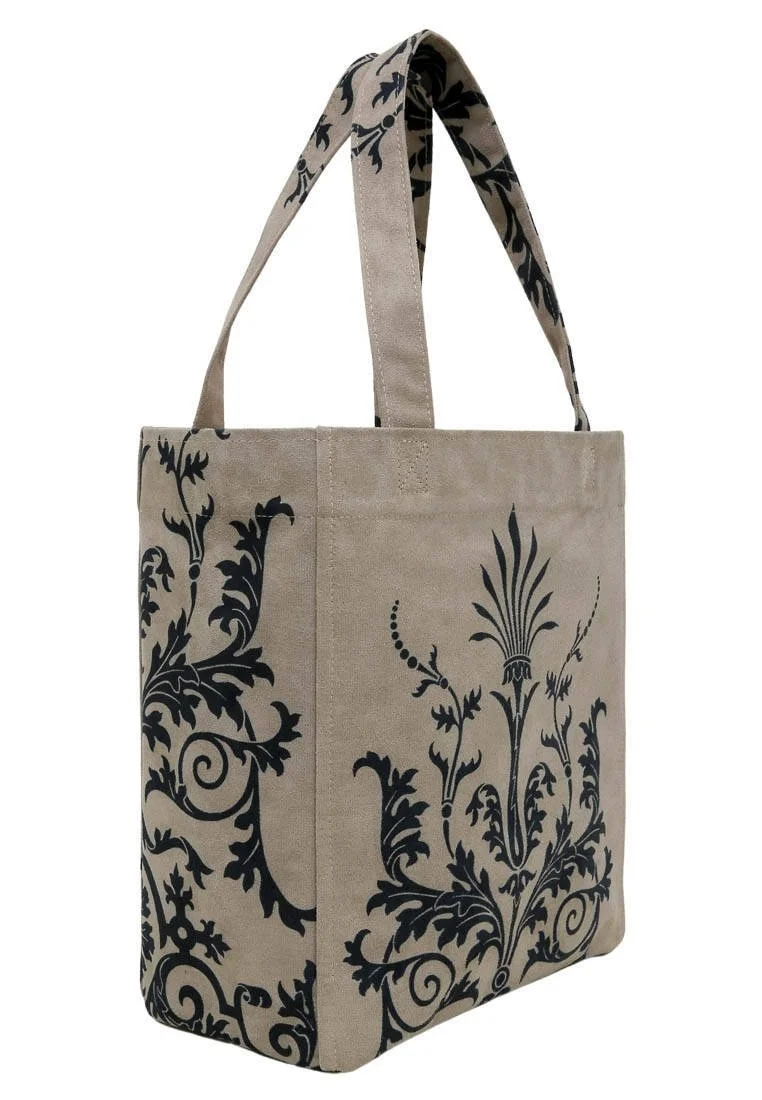 Kadın Vegan Krem Large Tote Bag - Renaissance Pattern Tasarım