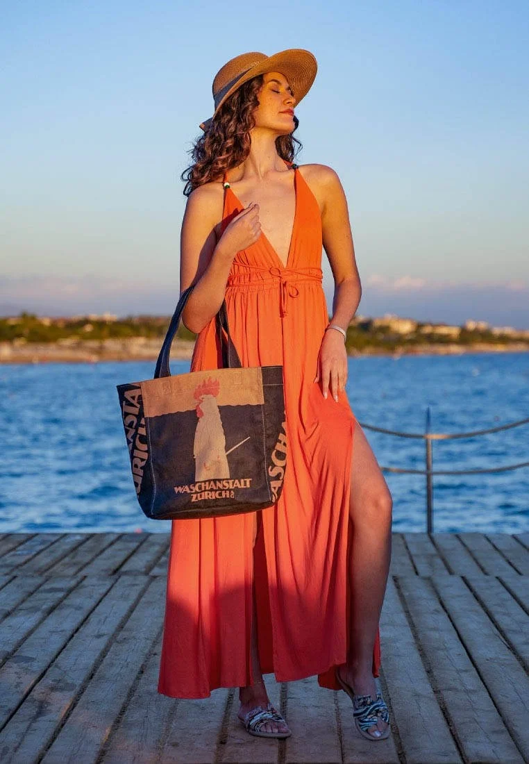Kadın Vegan Deri Siyah Large Tote Bag - Outfit of The Day Tasarım