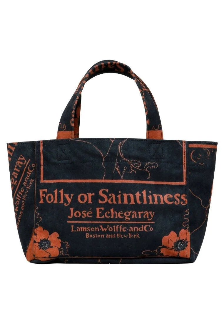 Kadın Vegan Siyah Medium Tote Bag - Folly or Saintliness Tasarım