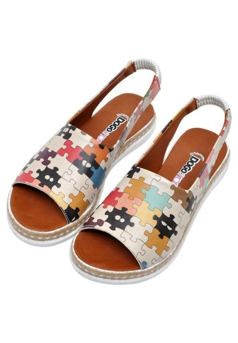 Kids Vegan Leather Beige Sandals - In the Puzzle Design