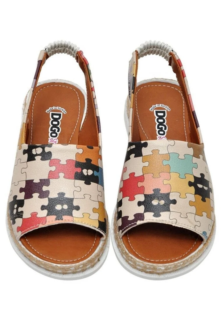Kids Vegan Leather Beige Sandals - In the Puzzle Design