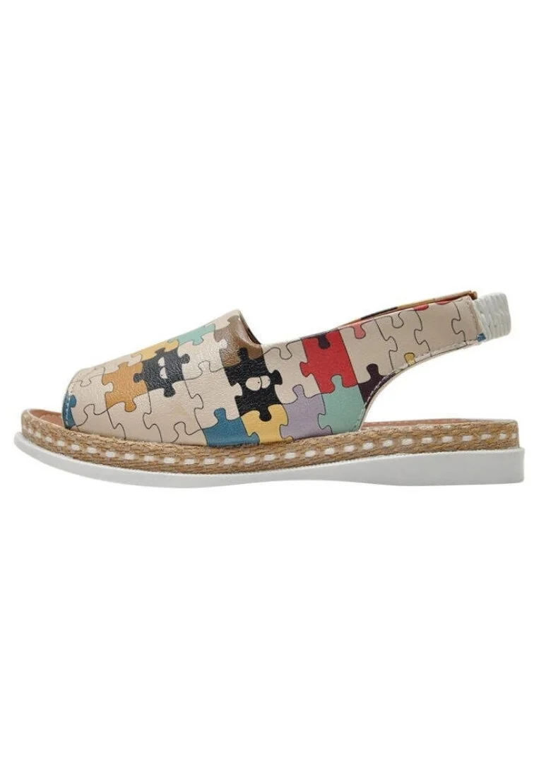 Kids Vegan Leather Beige Sandals - In the Puzzle Design