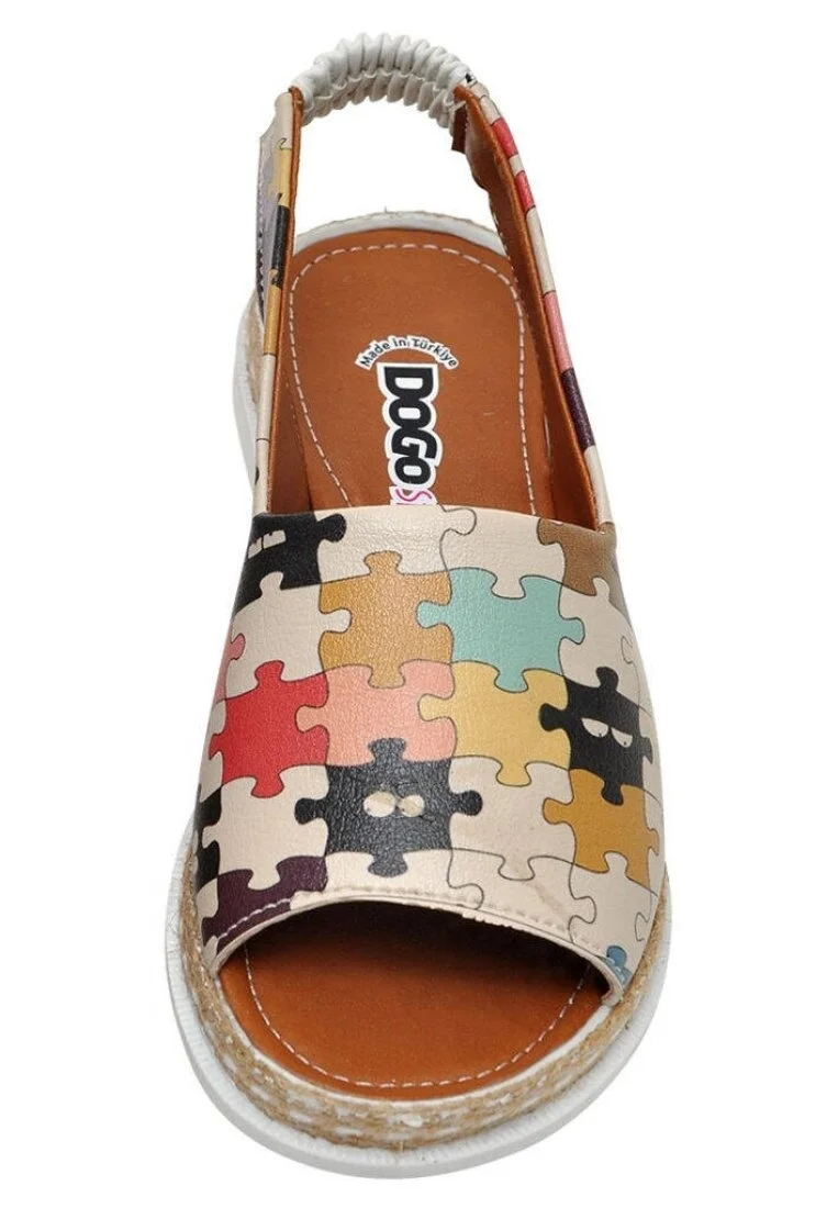 Kids Vegan Leather Beige Sandals - In the Puzzle Design