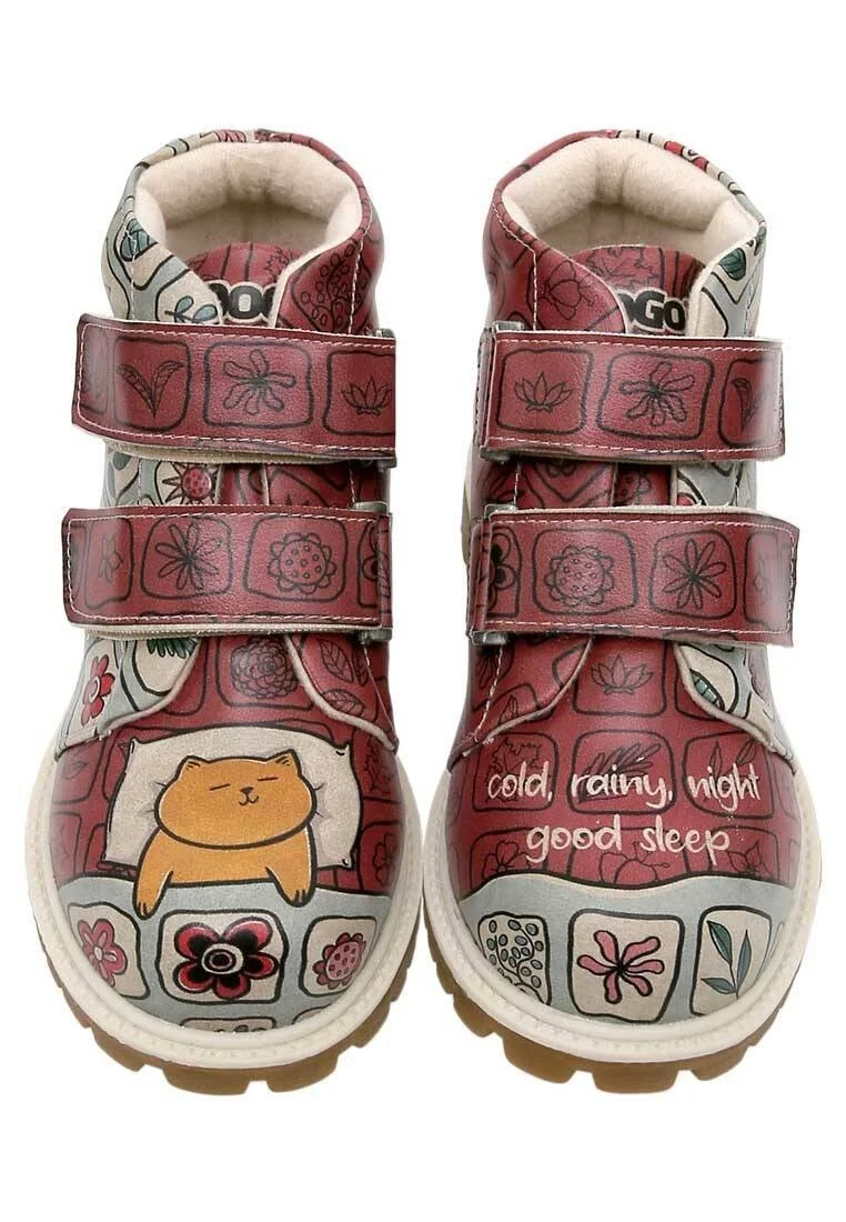 Kids Vegan Leather Multicolor Boots - Cold Rainy Night=Good Sleep Design