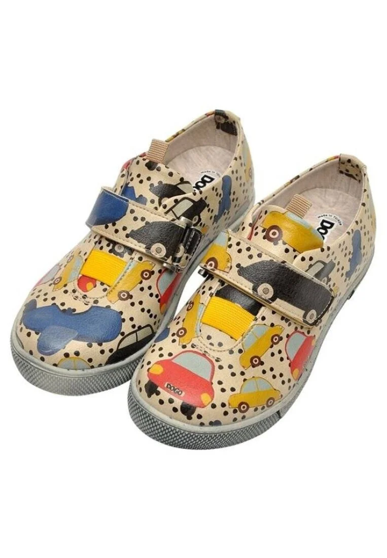 Kids Vegan Leather Beige Velcro Sneakers - Just Go Somewhere Design