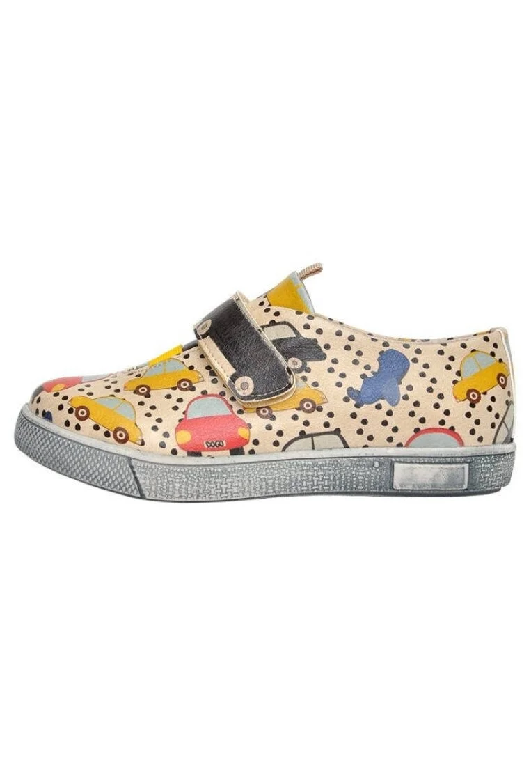 Kids Vegan Leather Beige Velcro Sneakers - Just Go Somewhere Design