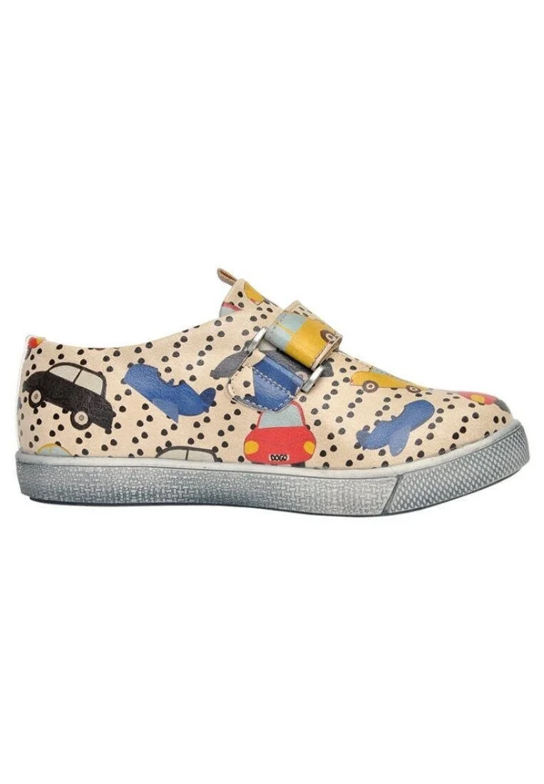 Kids Vegan Leather Beige Velcro Sneakers - Just Go Somewhere Design