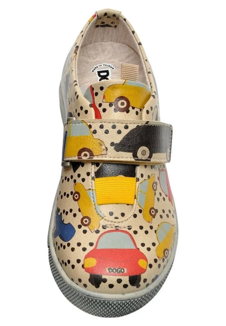 Kids Vegan Leather Beige Velcro Sneakers - Just Go Somewhere Design