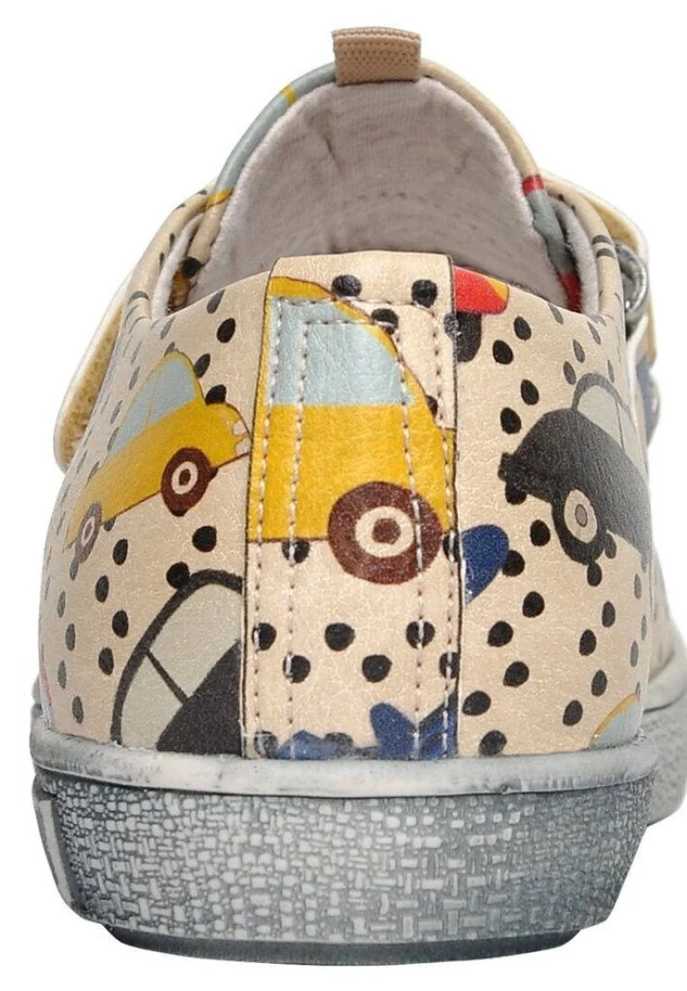 Kids Vegan Leather Beige Velcro Sneakers - Just Go Somewhere Design