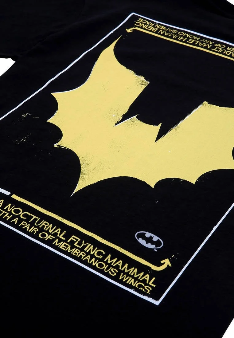 Men Vegan Black T-Shirt - Warner Bros Batman Black and Yellow Design
